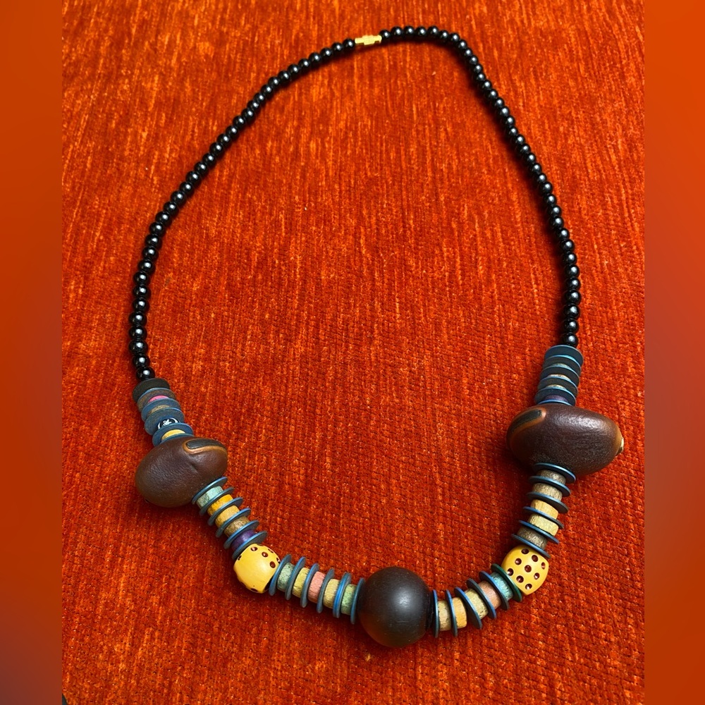 Handmade Vintage African Tree Nuts, Beads/wood Women Necklace.